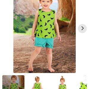 Green and Blue Kids Outfit with Black Pattern